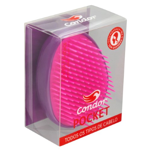 Escova de Cabelo Condor Pocket Cores Sortidas Ref 9870 com 1 Unidade