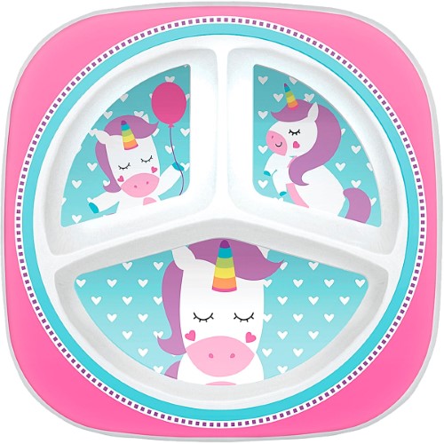 Prato Buba com Divisórias 6+ Meses Unicórnio Rosa 1 Unidade