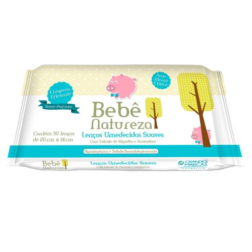 Lenço Umedecido Bebê Natural Azul 50Un - Bebe Natureza