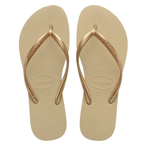 Sandália Havaiana Slim Areia Dourada Claro tamanho 33/34