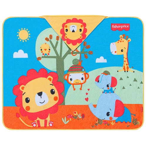 Toalha c/ capuz atoalhado e forro em fralda para bebê Leãozinho - Fisher Price