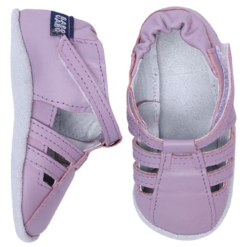 Sandália Tiras para bebê em couro Eco Lilás - Babo Uabu 