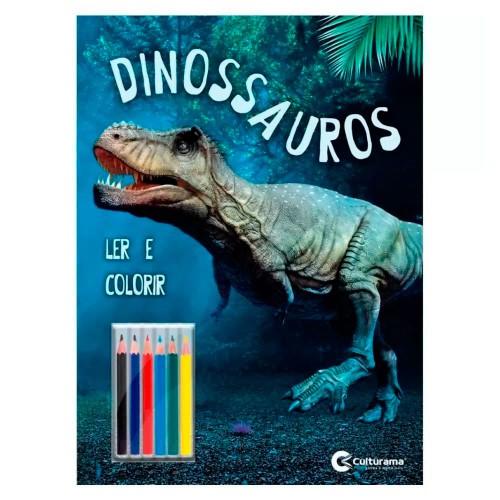 Livro Infantil Ler e Colorir Dinossauros Culturama com Lápis
