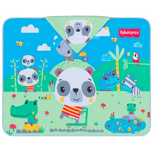 Toalha c/ capuz atoalhado e forro em fralda para bebê Pandinha - Fisher Price