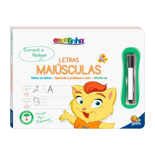 Livro Infantil Escolinha Escreva e Apague Letras Maiúsculas