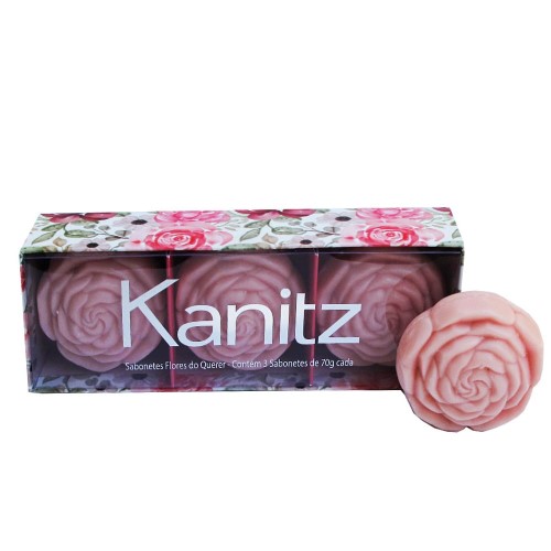 Estojo De Sabonetes Kanitz Flores do Querer Rosa 70g 3 Unidades