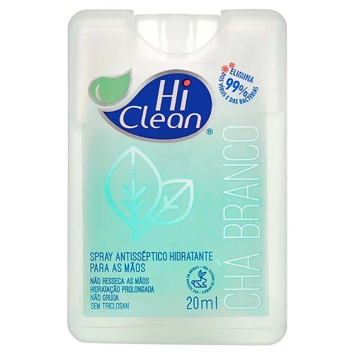 Spray Antisséptico Hidratante Para As Mãos Hi Clean Chá Branco