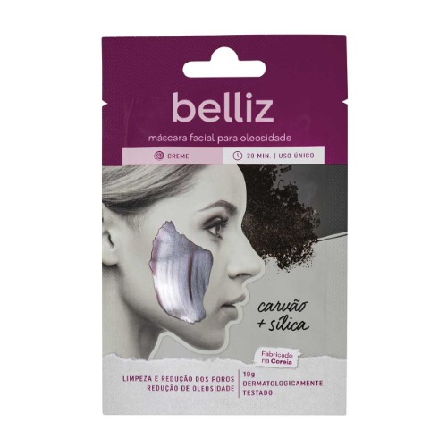 Máscara Facial para Oleosidade Belliz com Carvão e Sílica 10g com 1 unidade