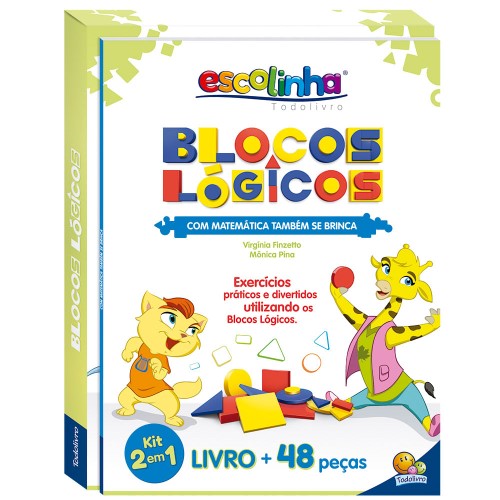 Livro Escolinha Blocos Lógicos Com Matemática Também Se Brinca 2 em 1