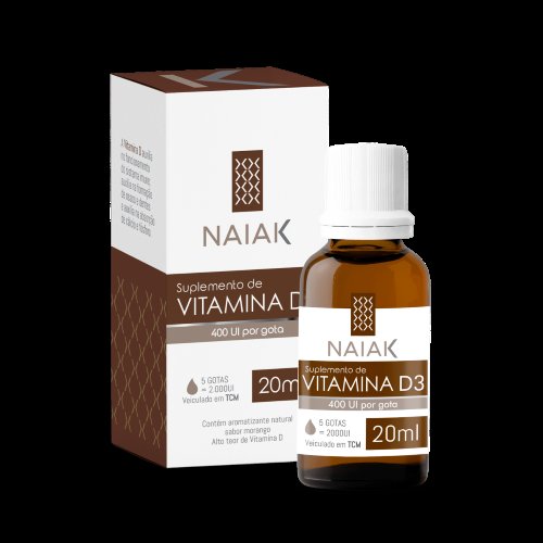 Suplemento de Vitamina D3 400 UI Naiak em gotas
