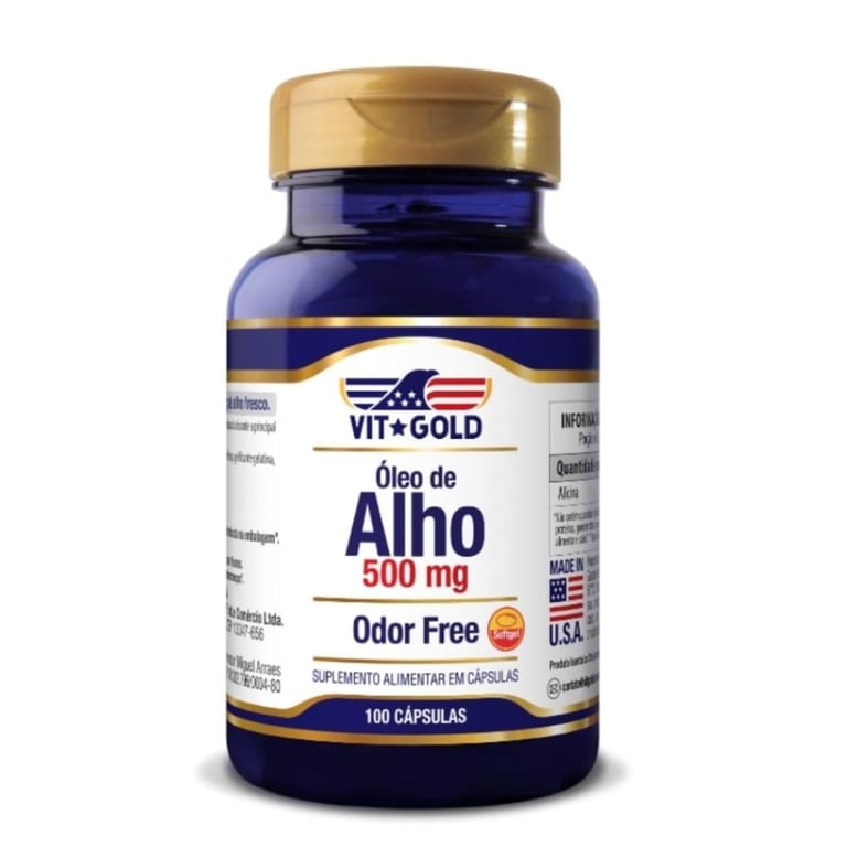 Óleo De Alho 500mg Odor Free Vitgold 100 Cápsulas