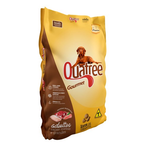 Ração para Cães Quatree Gourmet Adultos Raças Médias e Grandes Livre de Corantes 20Kg