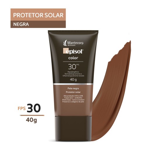 Protetor Solar Facial Episol Color Pele Negra FPS 30 com 40g