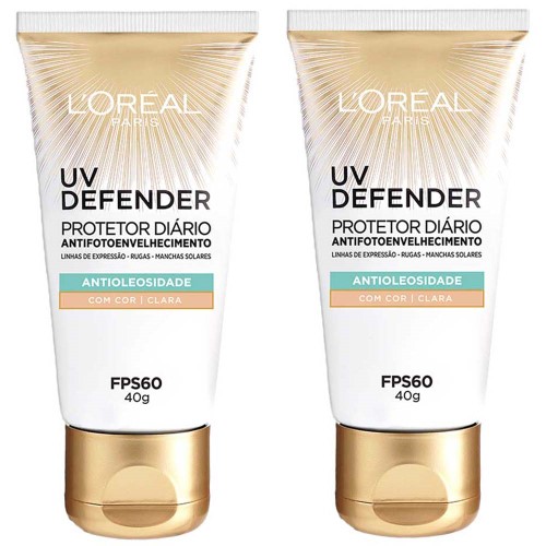 L`oréal Paris UV Defender Kit - 2 Protetores Solares Faciais FPS60 cor Clara