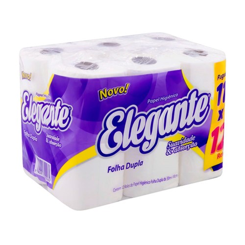 Papel Higiênico Elegante Folha Dupla 30 Metros Leve 12 pague 11
