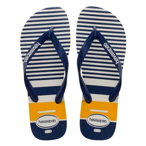 Sandálias Havaianas Top Nautical Branco/Marinho/Amarelo Tamanho 41/42 com 1 Par