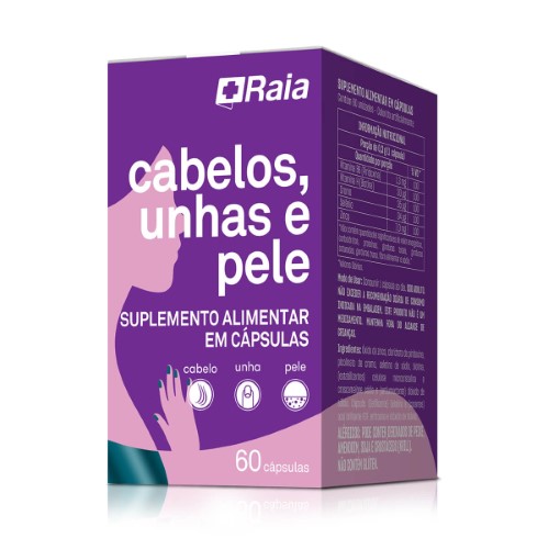 Suplemento Alimentar Raia Cabelos, Unhas e Pele 60 cápsulas