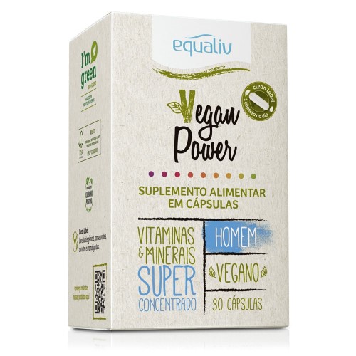 Suplemento Alimentar Equaliv Vegan Power Homem com 30 Cápsulas