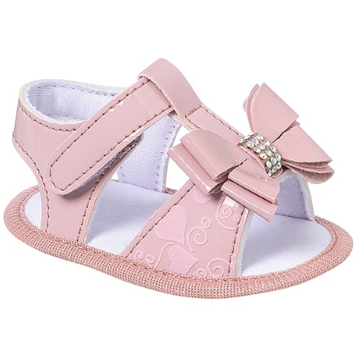 Sandália para bebê Laço & Strass Rose - Keto Baby