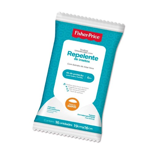 Toalhas umedecidas Fisher Price com repelente 16 unidades