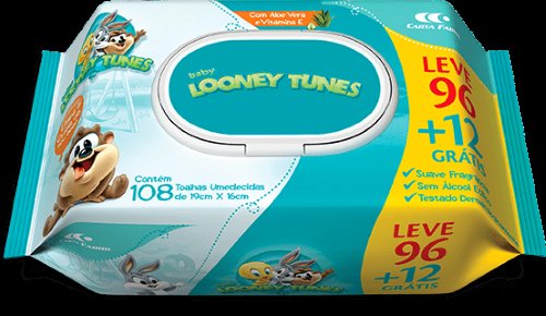 Toalha Umedecida Baby Looney Tunes Leve 108 Pague 96 Unidades