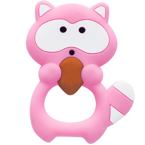 Mordedor em Silicone Guaxinim Rosa (3m+) - Buba