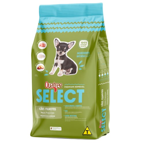 Ração para Cachorro Quatree Select Filhote Raças Pequenas Sabor Frango e Arroz 3Kg