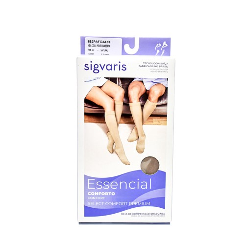 Meia Sigvaris Premium 862af Rf-g3a33 Meia Coxa Com Ponteira Cor Natural