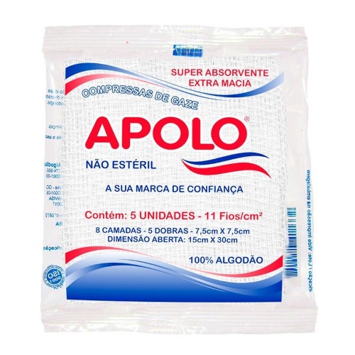 Compressa De Gaze Apolo 11 Fios 5 Unidades