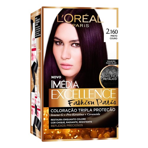 Tintura Permanente Imédia Excellence Creme 2.160 Preto Couro com 1 Unidade