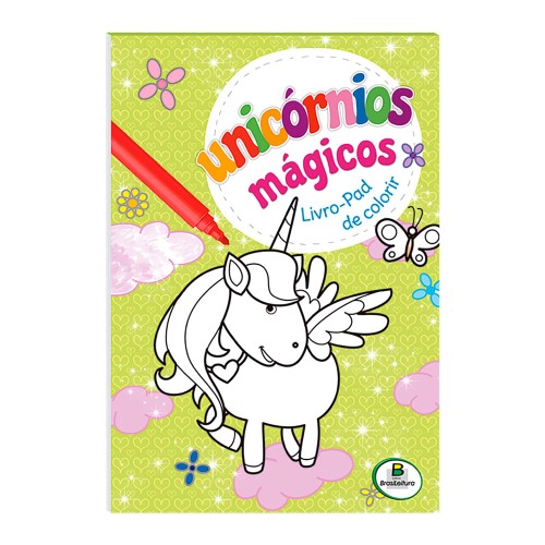 Livro Infantil Unicórnios Mágicos Livro-pad de Colorir Verde