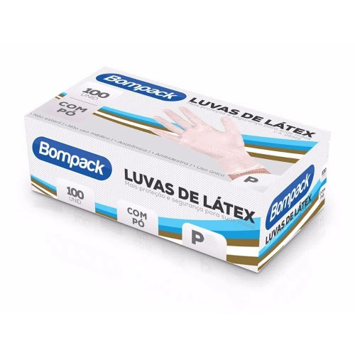 Luvas de Látex Bompack com Pó Tamanho P 100 Unidades