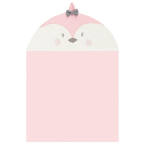 Toalha Kids c/ capuz atoalhado para bebê Pinguinzinha Rosa - Anjos Baby