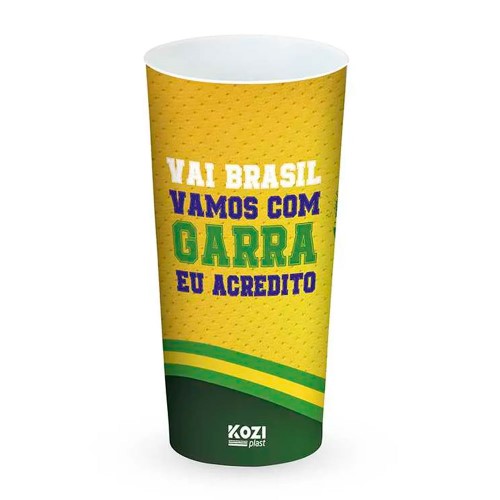 Copo Plástico Decorado Brasil Copa do Mundo Kozi Plast Sortidos 350ml