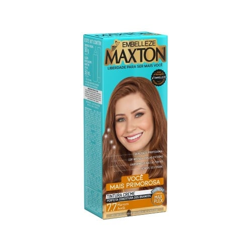 Tintura Creme Maxton 7.7 Marrom Avelã com 1 Unidade