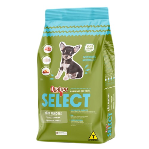 Ração para Cachorro Quatree Select Filhote Raças Pequenas Sabor Frango e Arroz 1Kg
