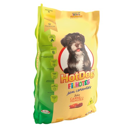 Ração para Cães HotDog Filhotes Sabor Carne e Frango 3kg