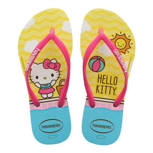 Sandálias Havaianas Kids Slim Hello Kitty Branco Tamanho 27/28 com 1 Par