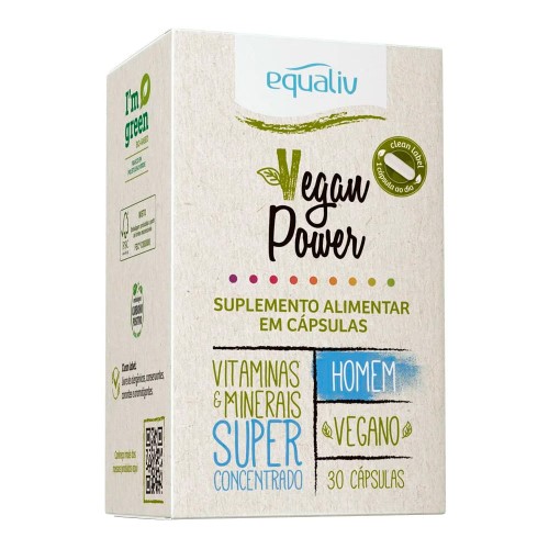 Suplemento Alimentar Vegan Power Homem 30 Cápsulas Equaliv