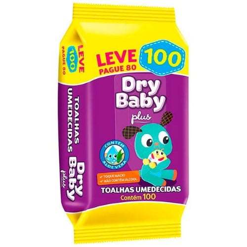 Lenço Umedecido Dry Baby Plus Leve 100 Pague 80 Unidades