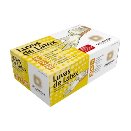 Luva de Látex para Procedimento DPK Descartável Não Estéril com Pó Tamanho M 100 Unidades