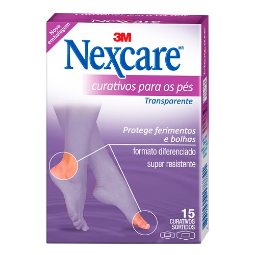 Curativo Transparente Nexcare para os Pés com 15 unidades